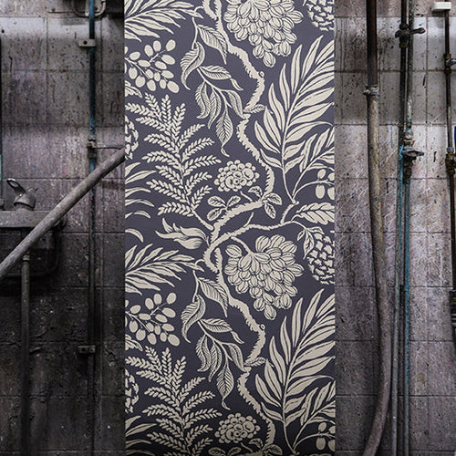 Cornucopia Wallpaper White on Grey Background, made in Sweden, rotary printed