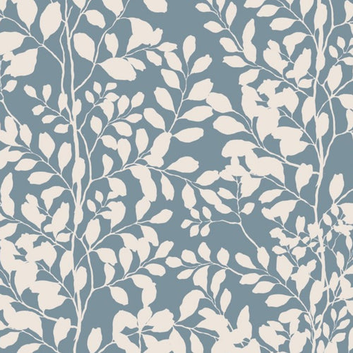 White leaf pattern on a blue background