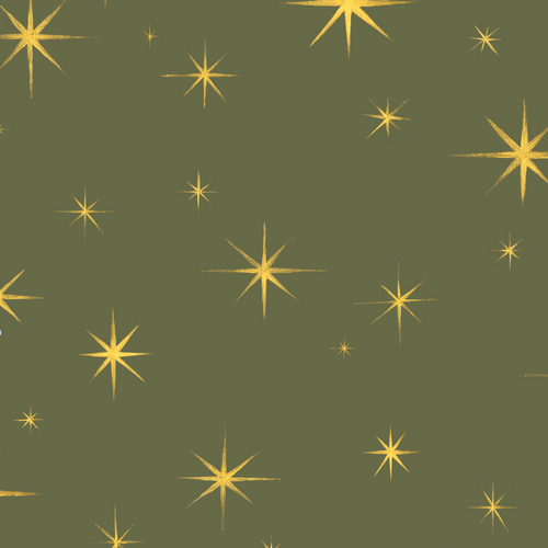 Pattern of gold stars on a green background